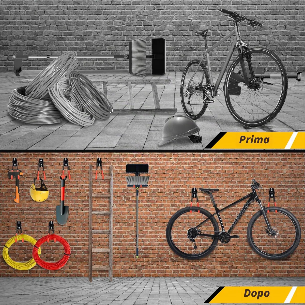 4 Pezzi Ganci per Garage da Muro, Ganci per Garage Appendi Tutto, Ganci da Parete Garage Lunghi per Scale, Biciclette, Attrezzature Sportive