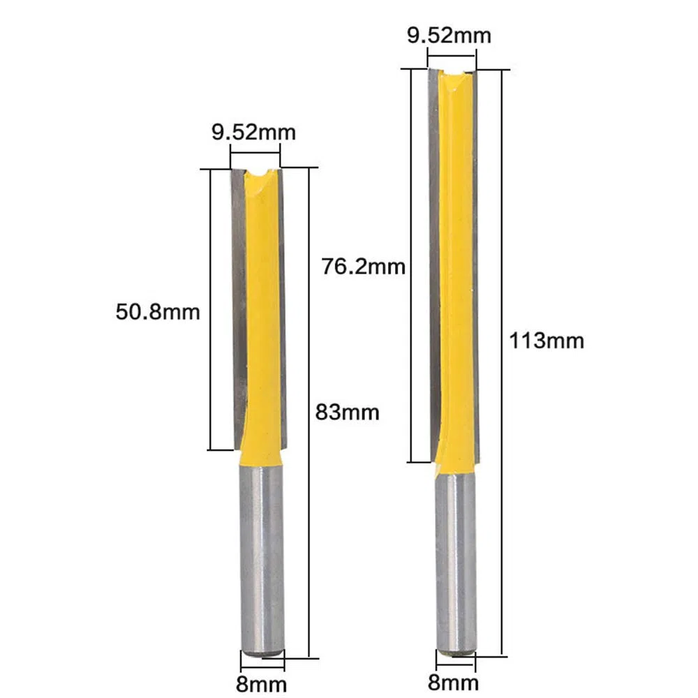 2Pcs 8 mm Gambo Fresa a Taglienti Diritti, Extra Lungo Rettilineo Router Fresa Lavorazione Legno