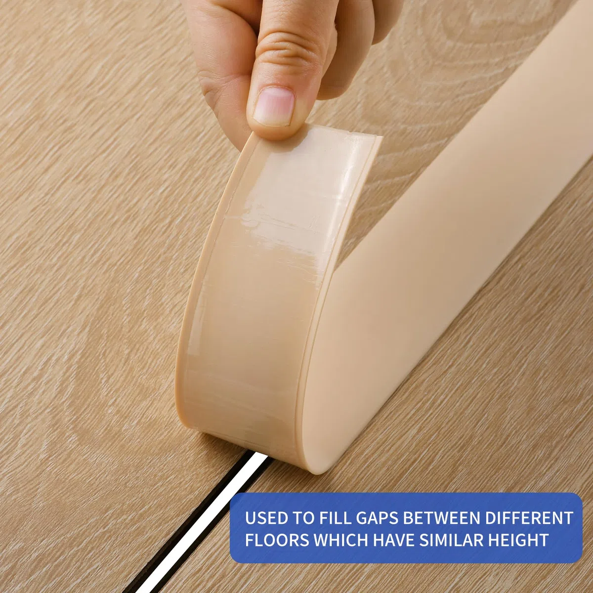2M Striscia di Transizione per Pavimenti in Laminato Striscia di Soglia Profilo di Transizione Autoadesivo PVC e Vinile, Striscia di Giunzione per Pavimenti, 5cm Beige Giallastro