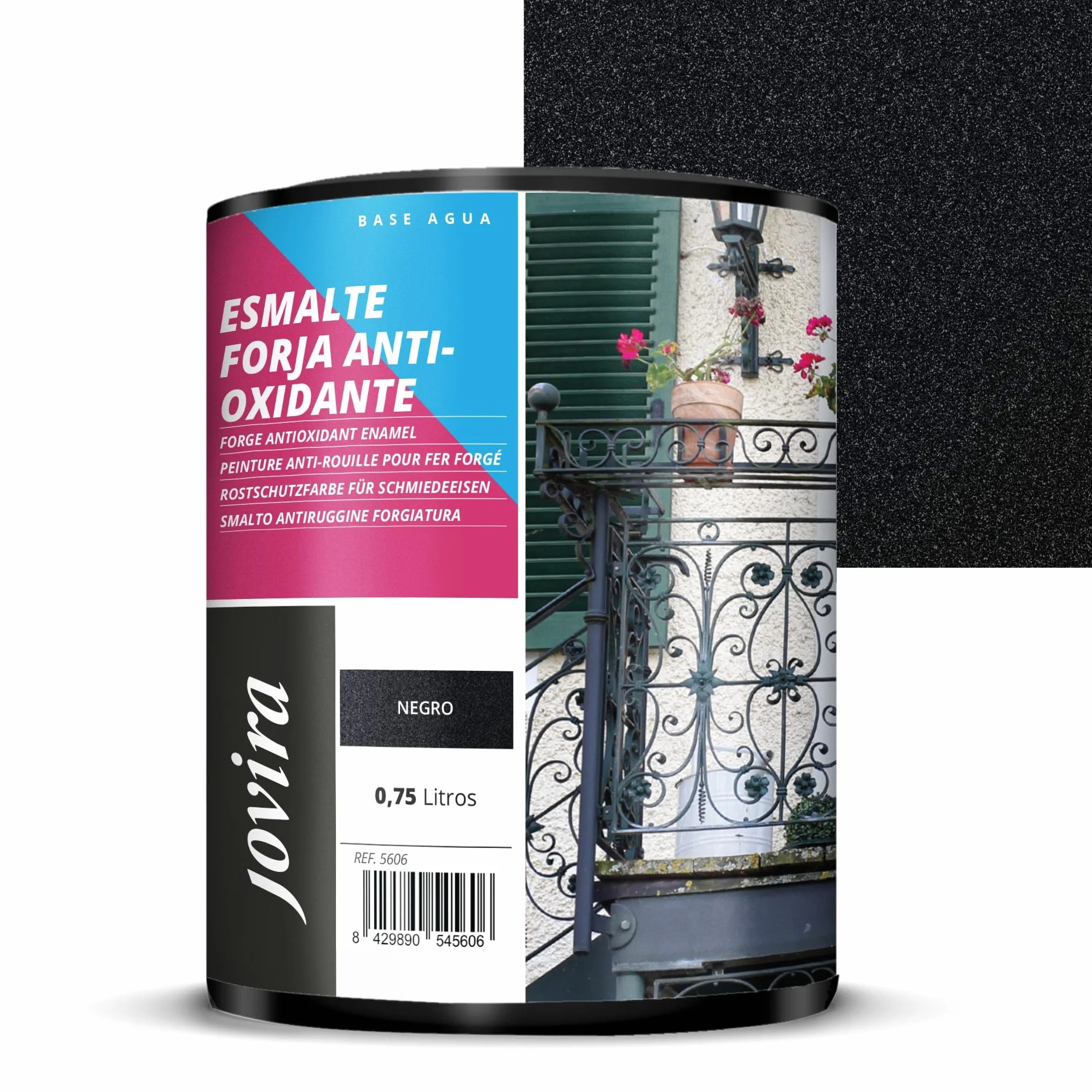 JOVIRA PINTURAS Smalto forgiato antiruggine all'acqua protezione e decorazione su ferro (750 ml, nero forja). E-01