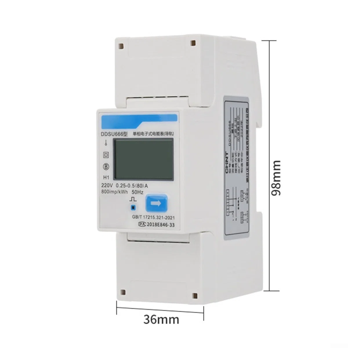 Misuratore di energia intelligente,Misuratore di corrente elettrica,Ferrovia del contatore di elettricità DIN,DDSU666 Meter Elettricità Monofase Rail,DIN RS485 Smart Energy Power