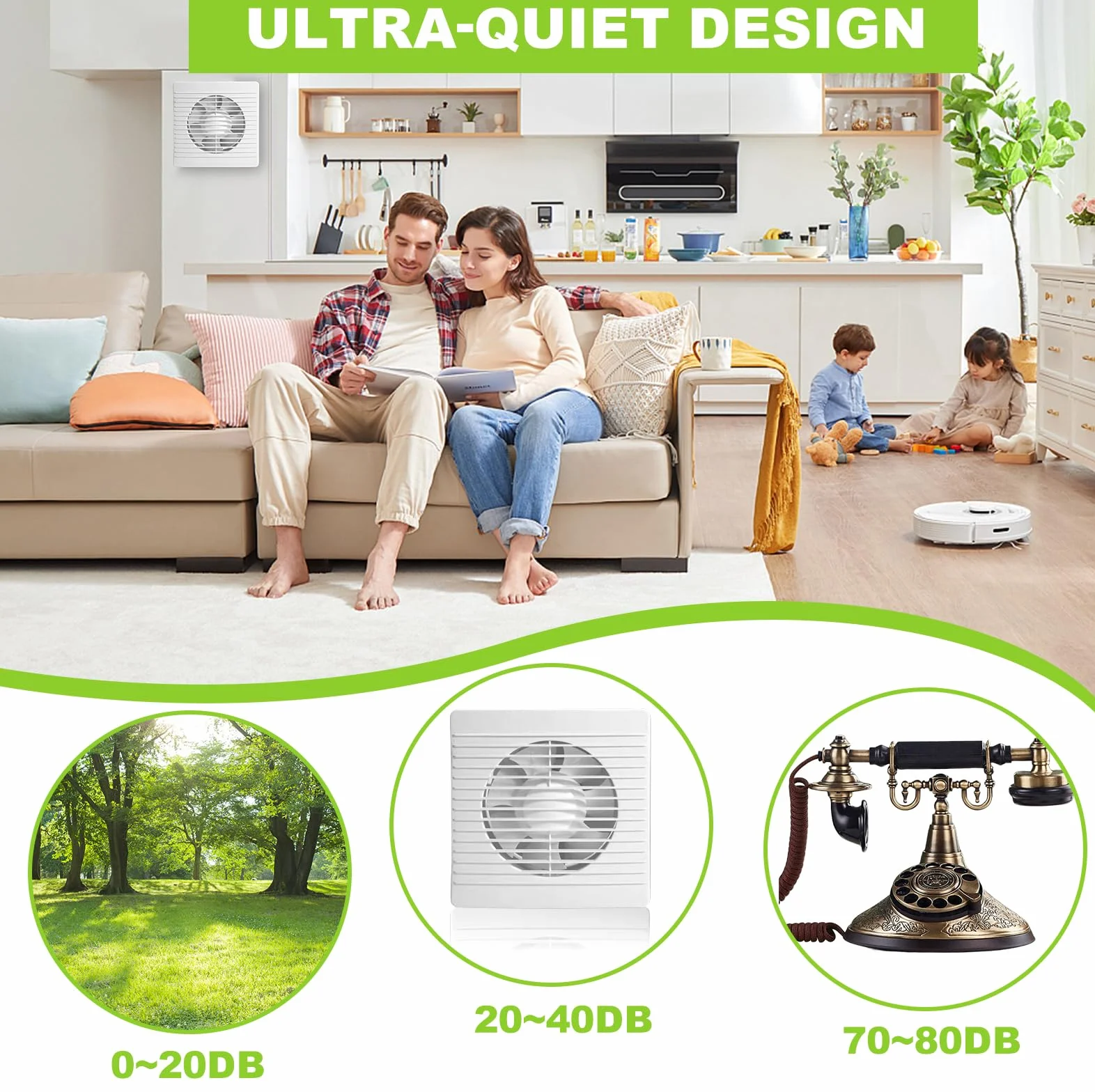 Nizirioo 1 pezzo 100mm Ventilatore da bagno: ventilatore a parete da 4 pollici con interruttore, funzionamento silenzioso, ventilatore di scarico per bagno, cucina, finestre del loft e cantina (Bianco