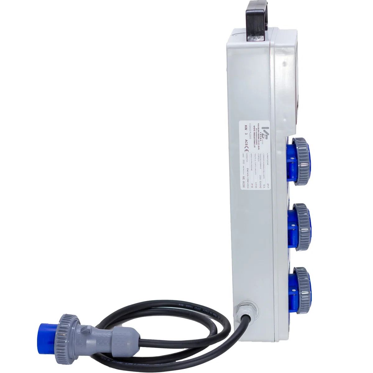ELETTROWATT - Quadro Elettrico di Distribuzione Industriale da Cantiere ASC Portatile - 3 Prese CEE IP67 da 16A - Magnetotermico da 16A - Quadro Monofase Con Certificazione Inclusa - Made in Italy