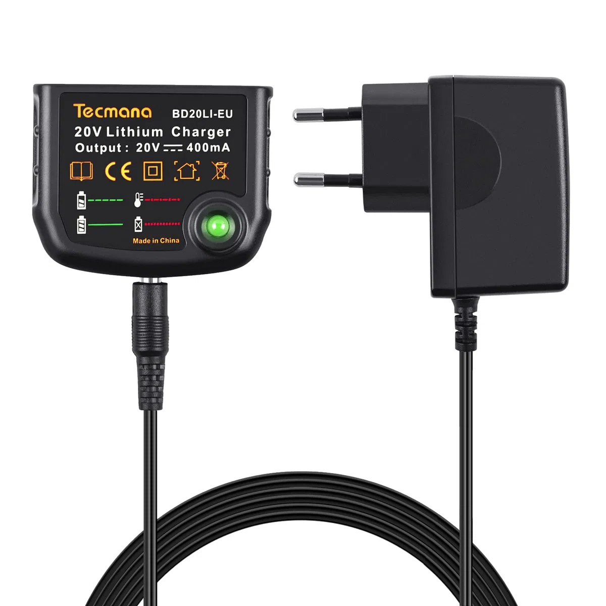 Caricabatterie al litio 18V/20V, compatibile con batteria al litio Black&Decker 18V/20V BL2018 LBXR20 LBXR20-OPE LB20 LBX20