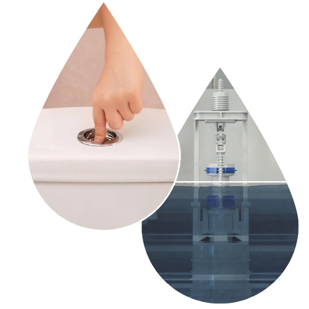 Rimex Valvola Di Scarico Per Cassetta WC 107 mm, Con Funzione Di Arresto, Kit Di Riparazione, Guarnizioni, Viti In Acciaio Inossidabile, Adatta A WC Standard