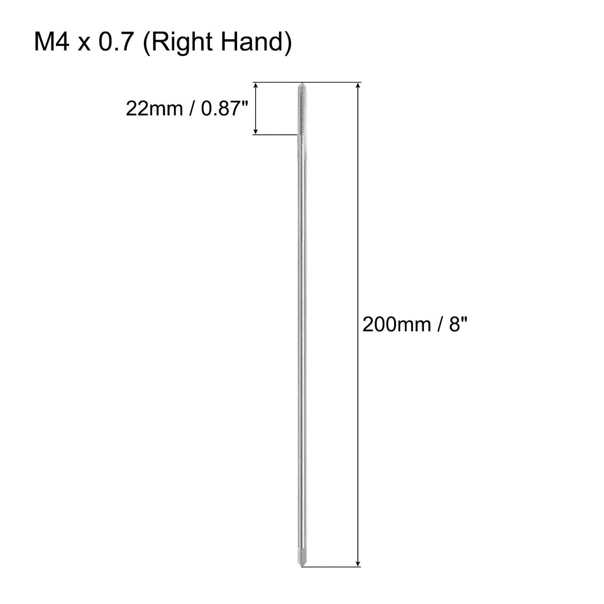 QUARKZMAN M4 x 0.7 Maschi per Filettare Metrica, 200mm Extra Lungo Maschi Fresatrice Filettatura Dritta H2 Strumento Riparazione Maschiatura Filettatura
