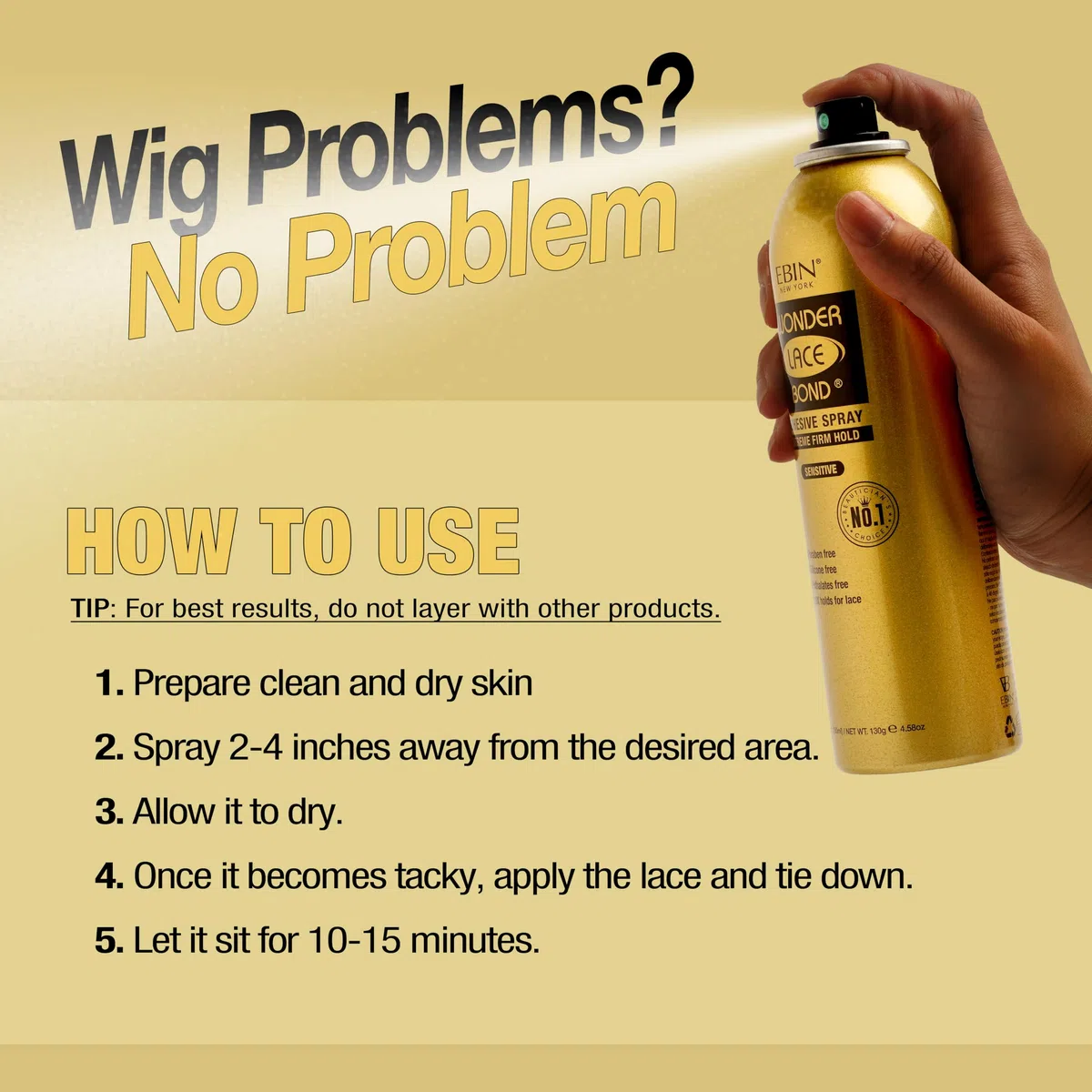 EBIN Wonder Lace Bond Spray (180 ml, tenuta estremamente ferma (sensibile)