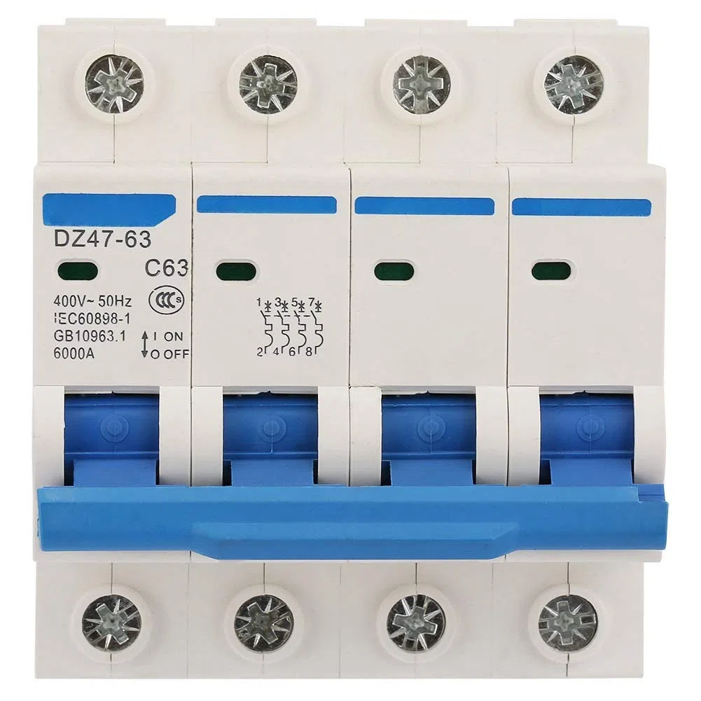 Interruttore Automatico Aria 4P 400V 63A Protezione dalle Perdite Interruttore Miniaturizzato 6KA DZ47-63
