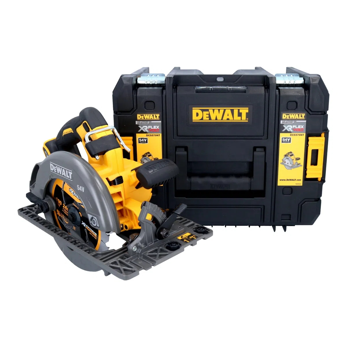 DeWalt Sega Circolare Brushless XR FLEXVOLT 54V Ø190mm e profondità 61mm. con base a binario e senza caricabatteria/batteria, multicolore