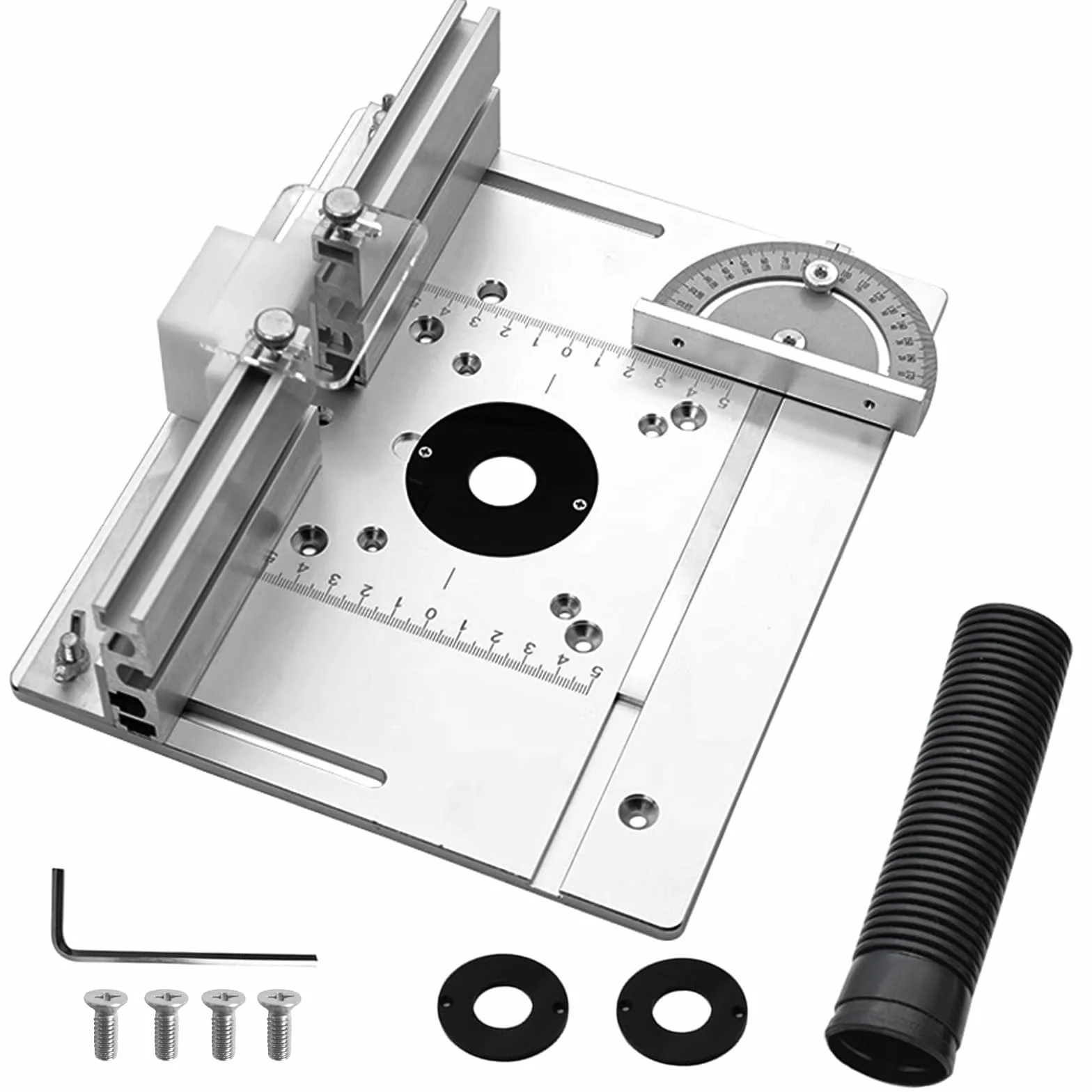Set di 3 Piastra per Fresatrice Legno Argento, Piastra Inserimento Alluminio per Tavola Router, Strumento Troncatura Ausiliario per Incisione per il Piano del Tavolo per Macchina da Taglio