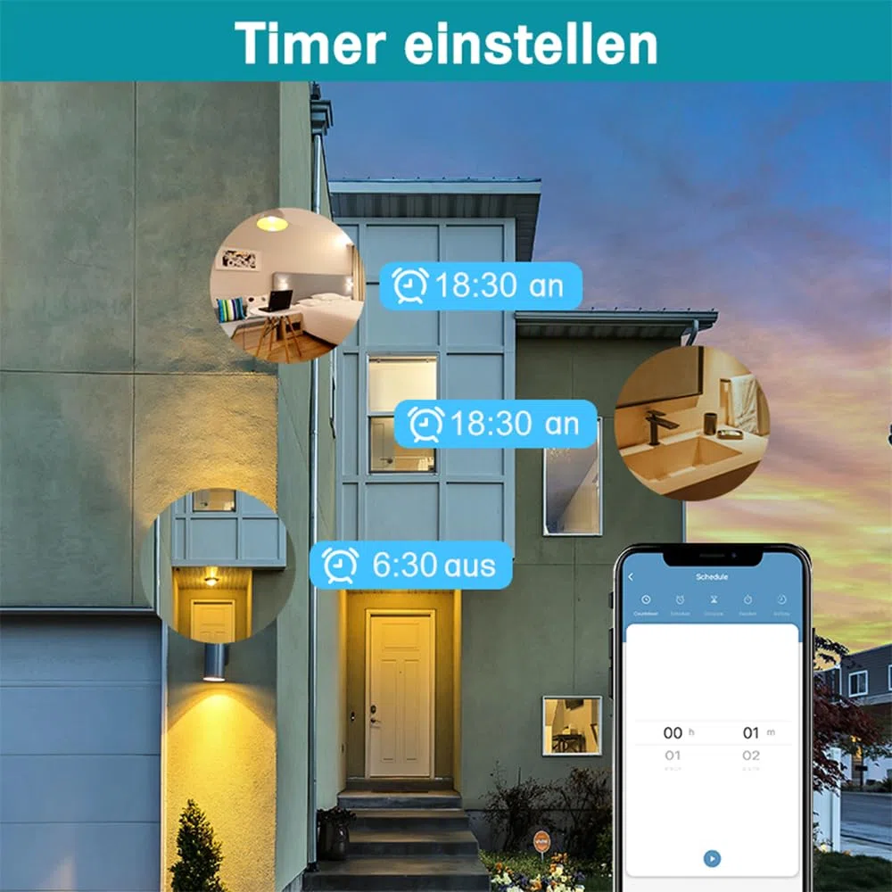 Offgridtec Presa esterna intelligente WiFi con controllo dell'app Smart Life o Tuya IP44 impermeabile per esterno (1, 2 pezzi)