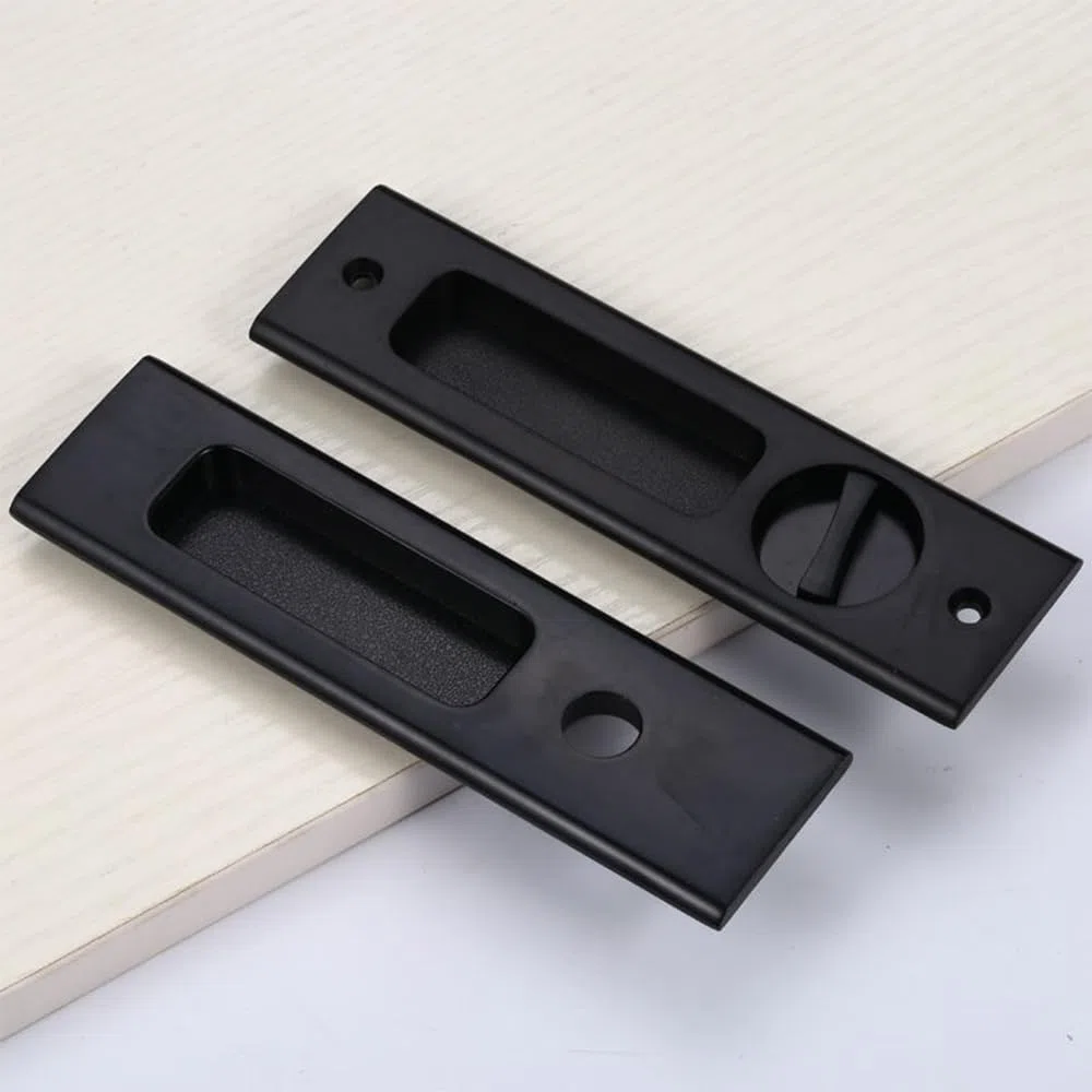 HOCONNIE Serratura Porta Scorrevole Senza Chiave Serratura Porta a Scomparsa Maniglia Porta Scorrevole Incasso Serratura Della Porta 160mm (Nero)