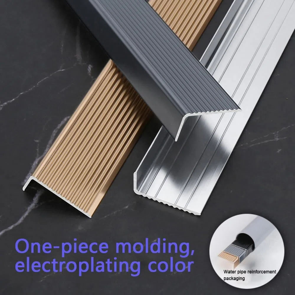 Profilo per Scale 50cm 90cm 120cm Profilo Angolare Profilo per Gradini in Alluminio Strisce in Metallo Antiscivolo, Larghezza 5cm Paraspigolo A Forma di L(Black,L 40in/100CM)