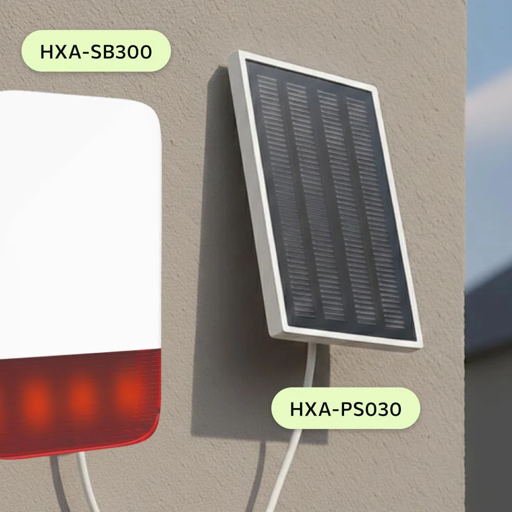 Pannello Solare 3W – Alimentazione esterna per sirena d'allarme wireless HUXGO – Caricabatterie solare monocristallino con cavo da 3 m, HXA-PS030