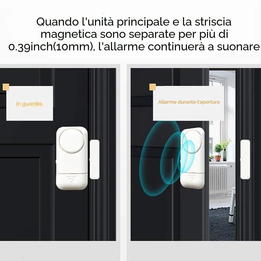 Shackcom 4pcs Allarme per Porte e Finestre 120dB Wireless Magnetico Allarme Antifurto Sistema Sensori di Sicurezza Domestica con Batteria per i Negozi di Home Office