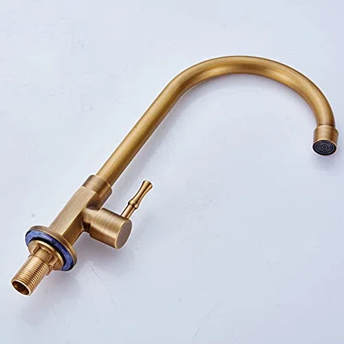 Rubinetto Vintage,Rubinetti Da Esterno Rubinetto da cucina in ottone Bronzo Finitura antica Maniglia singola Retro Solo rubinetti for acqua fredda Rubinetto for lavabo girevole a 360 gradi