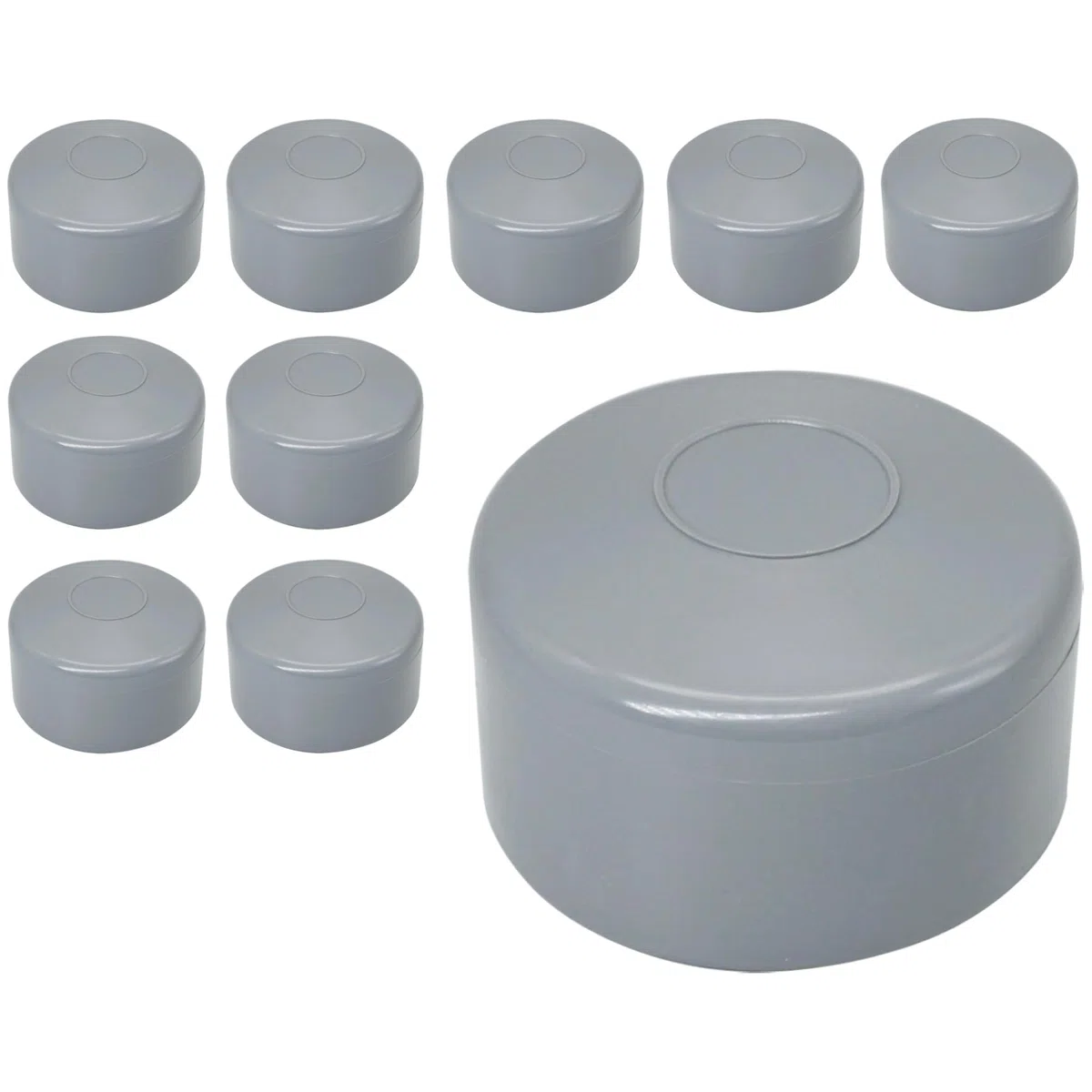 SKIR'CO (10 pezzi) Tappi per pali di recinzione, rotondi 60 mm Cappucci in plastica grigia per pali di recinzione rotondi, coperture per pali di recinzione, colore finestra grigio RAL 7040