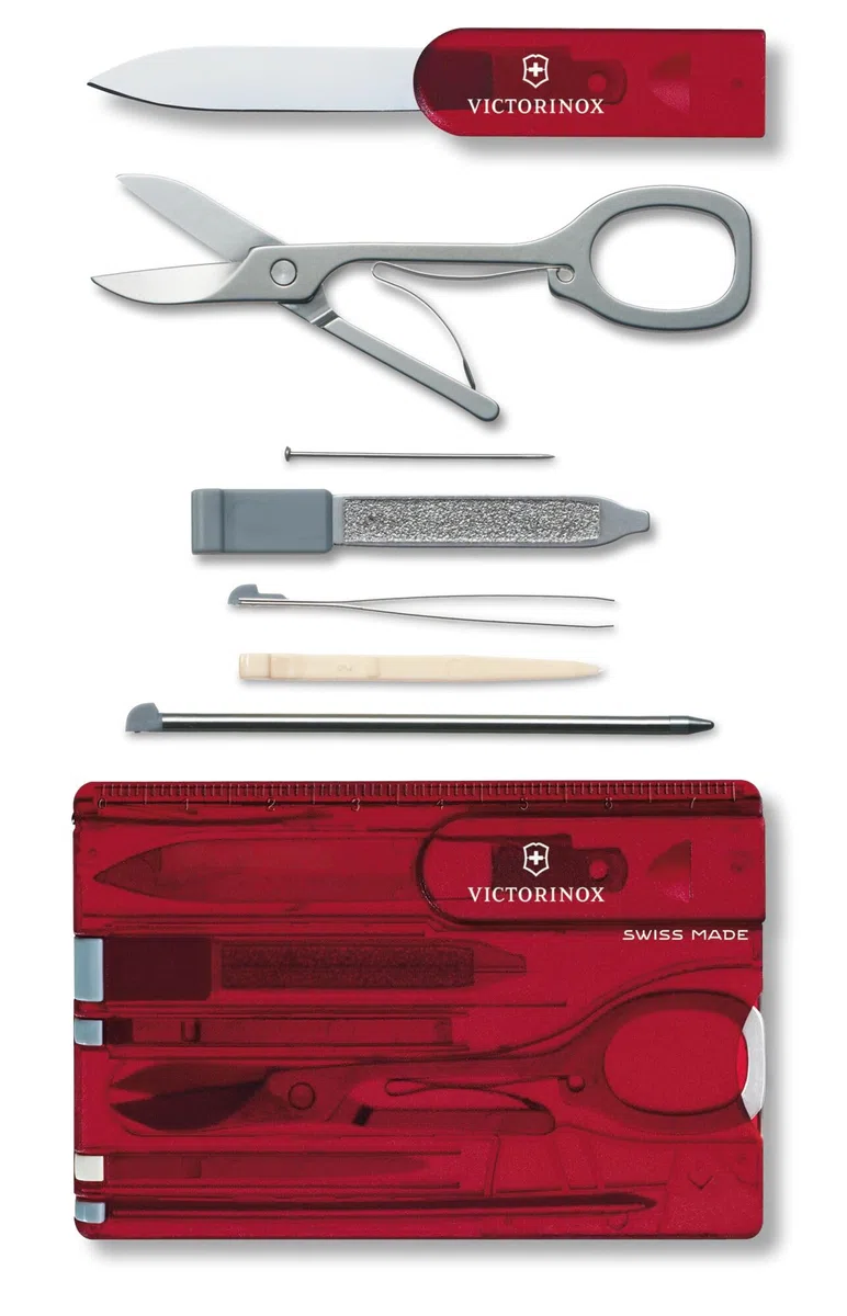 Victorinox Swiss Card, Swiss Made Pocket Tool, Credit Card Size, 10 Functions, Pen, Scissors