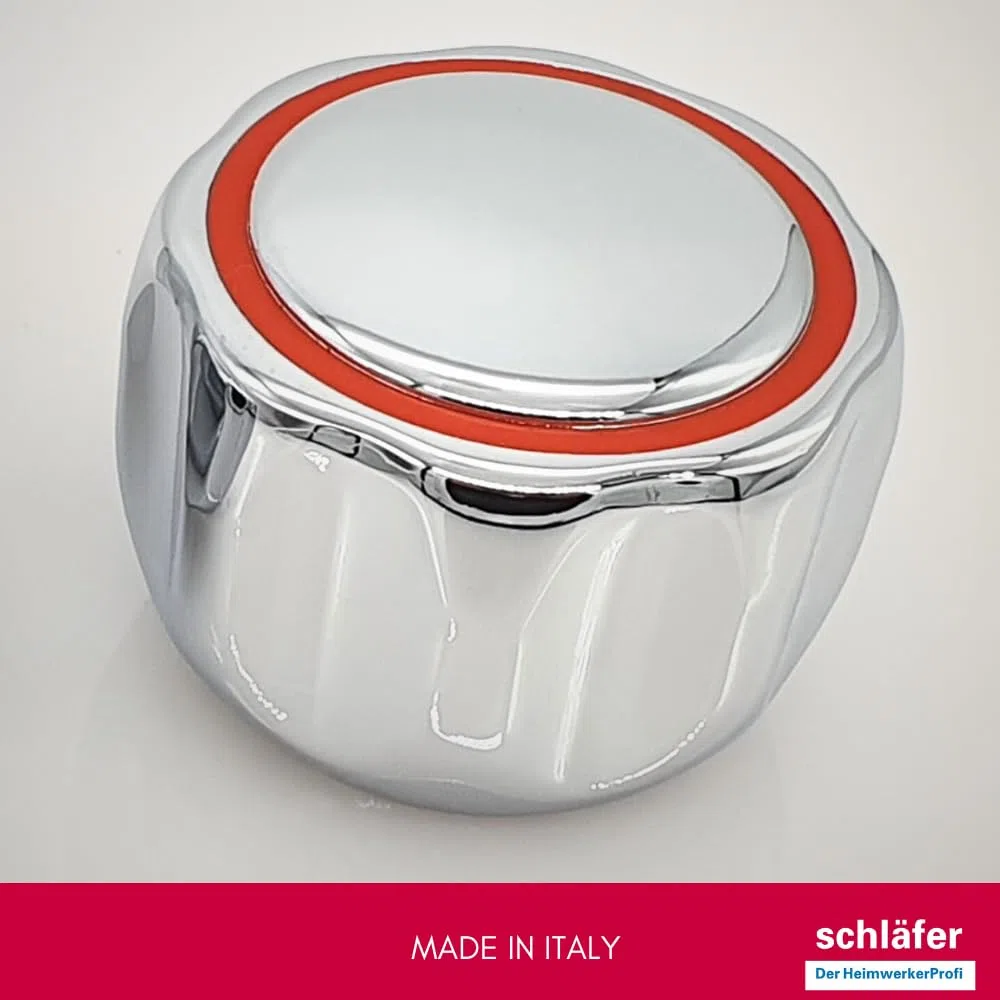 Schläfer 4503010|Kit Manopole per Rubinetto 8x20 con Vitone Meccanico 1/2" (Ø20mm), Manopole Rubinetteria Caldo e Freddo per Lavandino Bagno e Cucina, Coppia Maniglie in Metallo, Finitura Cromata