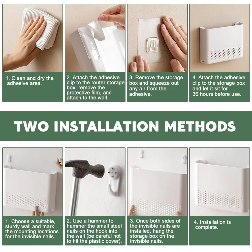 Storage Boxes, Porta Router WIFI da Parete, Nascondi Router Grande, Mensola Modem WiFi da Muro, Scatole di Stoccaggio Modem, Scatola per Decorazione Domestica WIFI Cavo Organizer - Bianco