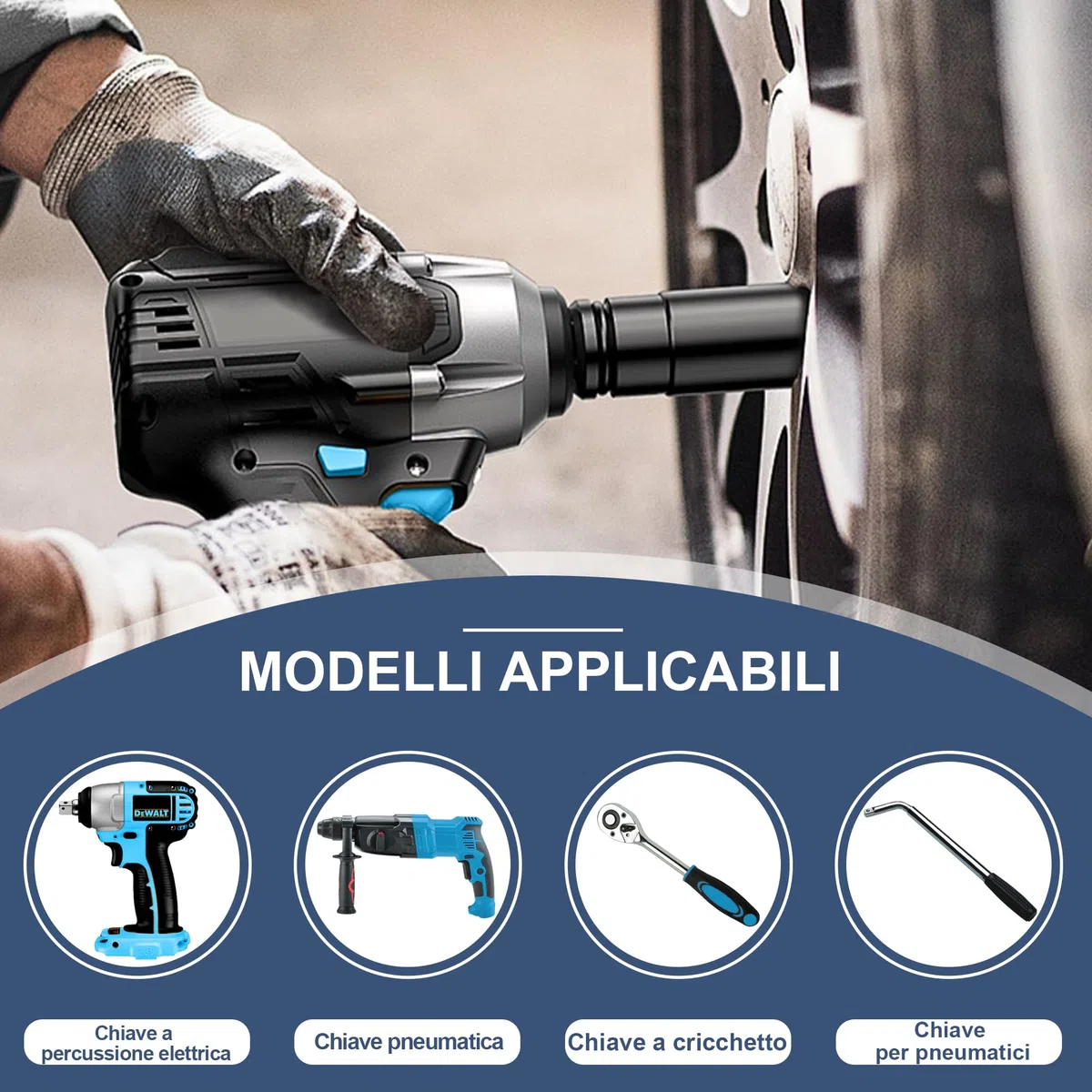 10 Pezzi Chiavi a Bussola Lunghe 1/2, Set Bussole 1/2", 10-24mm Bussole a Impulsi con Custodia in Plastica, para Riparazioni Auto Cambio Gomme