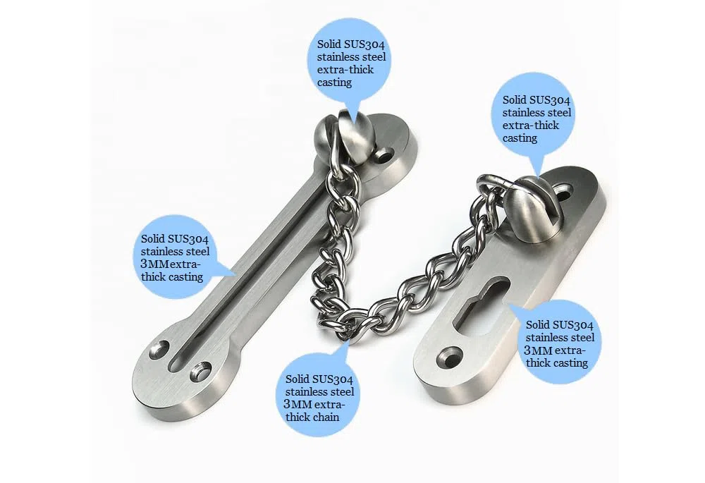 VIBORG Solido acciaio inossidabile SUS304 3mm extra-spesso Catena di Sicurezza per porta Acciaio Catene di sicurezza per porte