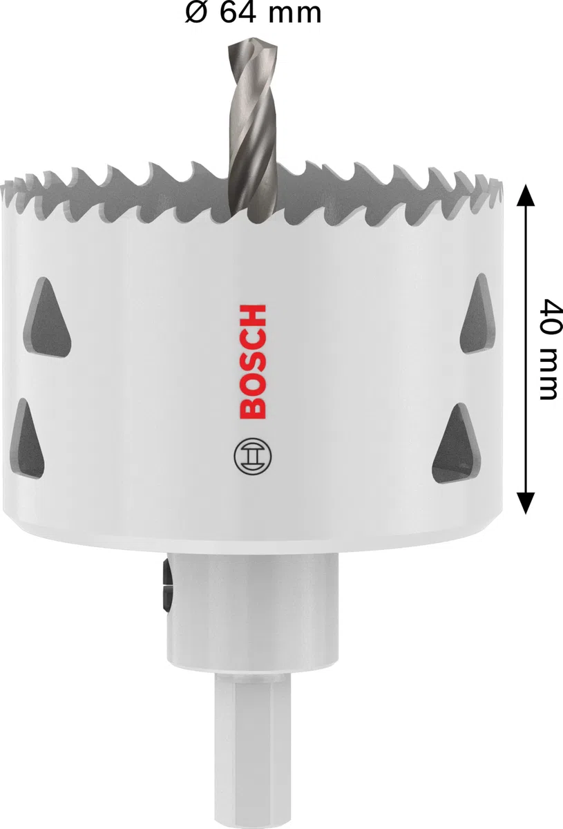 Bosch 1x Sega a tazza Multi Material con mandrino (per Acciaio, Cartongesso, Ø 64 mm, Professional Accessorio Trapanoi)