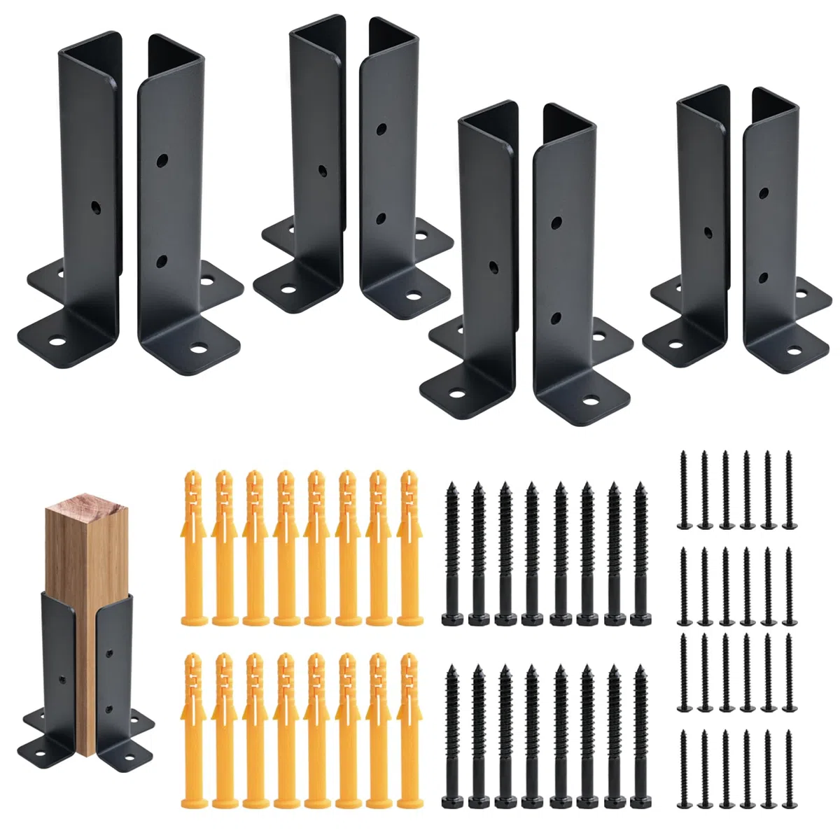 Supporti regolabili su base di ancoraggio, adatti per 1,5 x 1,5, 2 x 2, 2 x 4, 4 x 4, 4 x 4 montanti, per recinzioni in legno e pergolato (8 pezzi)