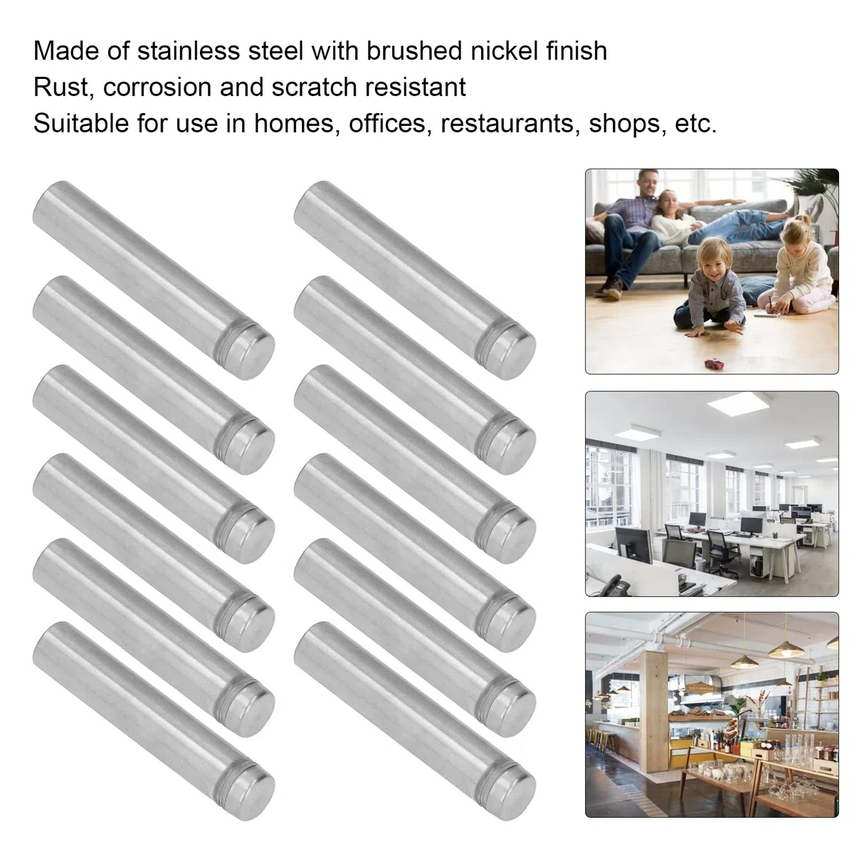 Buachois 12 Pezzi Chiodi a Vite Pubblicitari,12 x 60 mm Distanziatori per Vetro in Acciaio Inossidabile,Viti per Supporti per Cartelli,Vite Segno Pubblicità Chiodi Hardware Supporti Viti