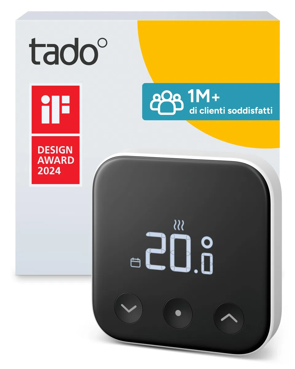 tado° termostato intelligente X, prodotto aggiuntivo come termostato ambiente cablato, controllo del riscaldamento tramite app e smart speaker (Alexa, Siri, Google)
