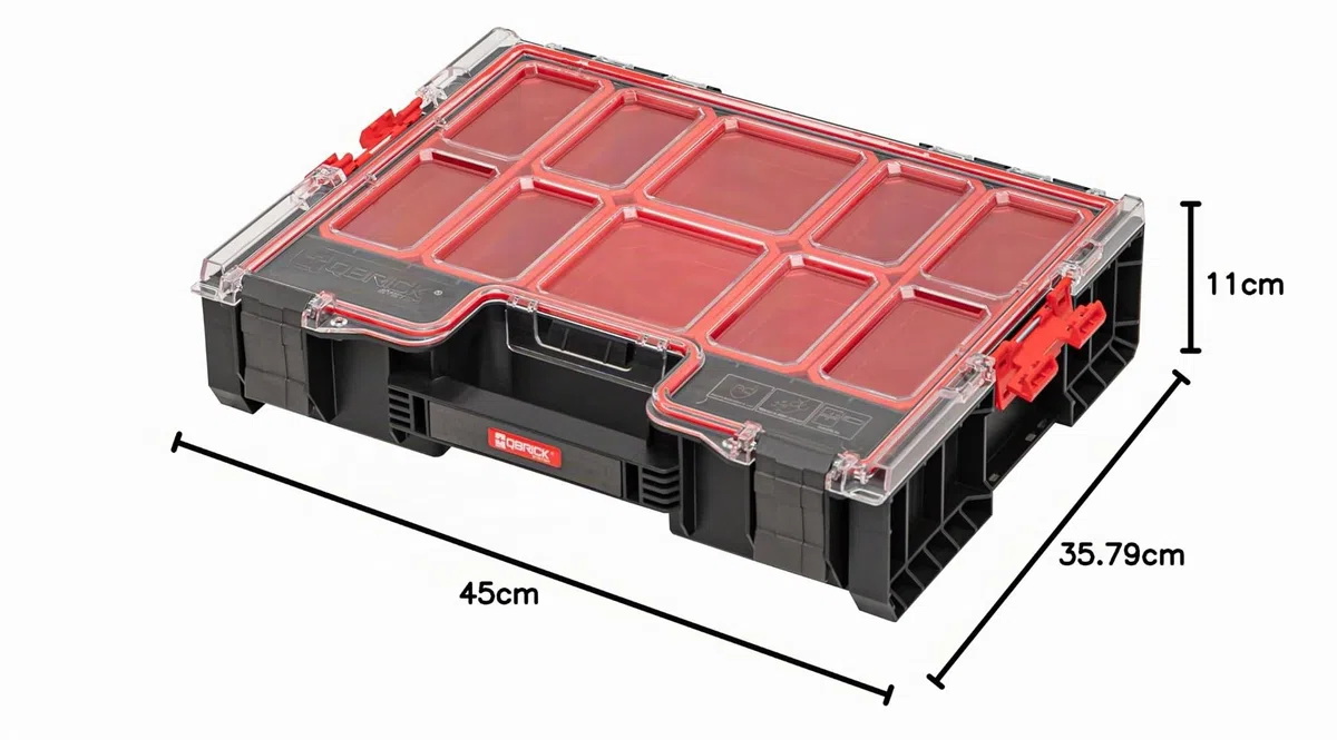 Qbrick System Organizzatore Porta Utensili Vuoto Organizer Scatola Di Assortimento 450 x 358 x 110 mm Nero Rosso PRO Organizer 300