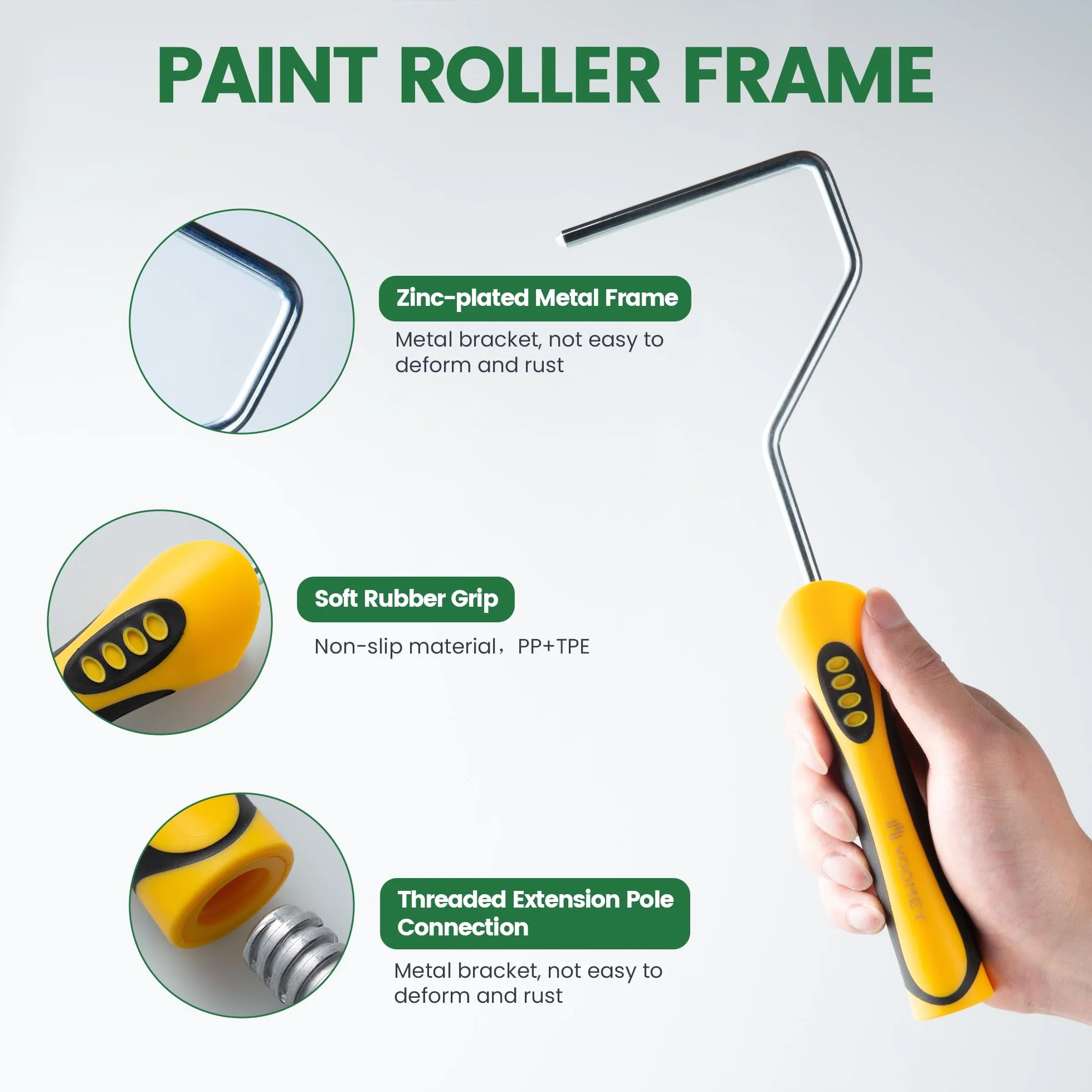 Voomey Bicchieri di vernice, secchio di vernice tenuto in mano, rullo da 10 cm, pennello, impugnatura magnetica integrata, adatto per decorazioni, riparazioni, piccoli progetti di pittura e