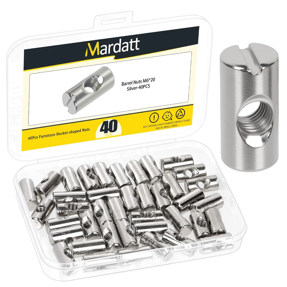Metric M6 - Kit di supporto per dadi a barilotto (50, argento, 6 x 20 mm)