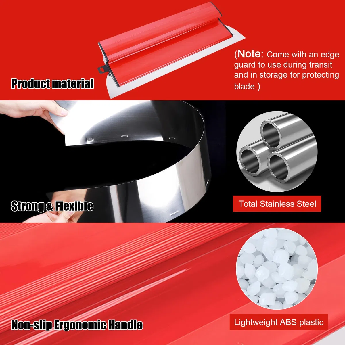 GAESHOW 40cm+60cm Spatole per Stucco con Impugnatura a Forma di Z, con lama in Acciaio Inossidabile da 0,35 mm, Kit Spatole Professionali per Lisciatura, per Intonacare Pareti e Soffitti (40cm+60cm)