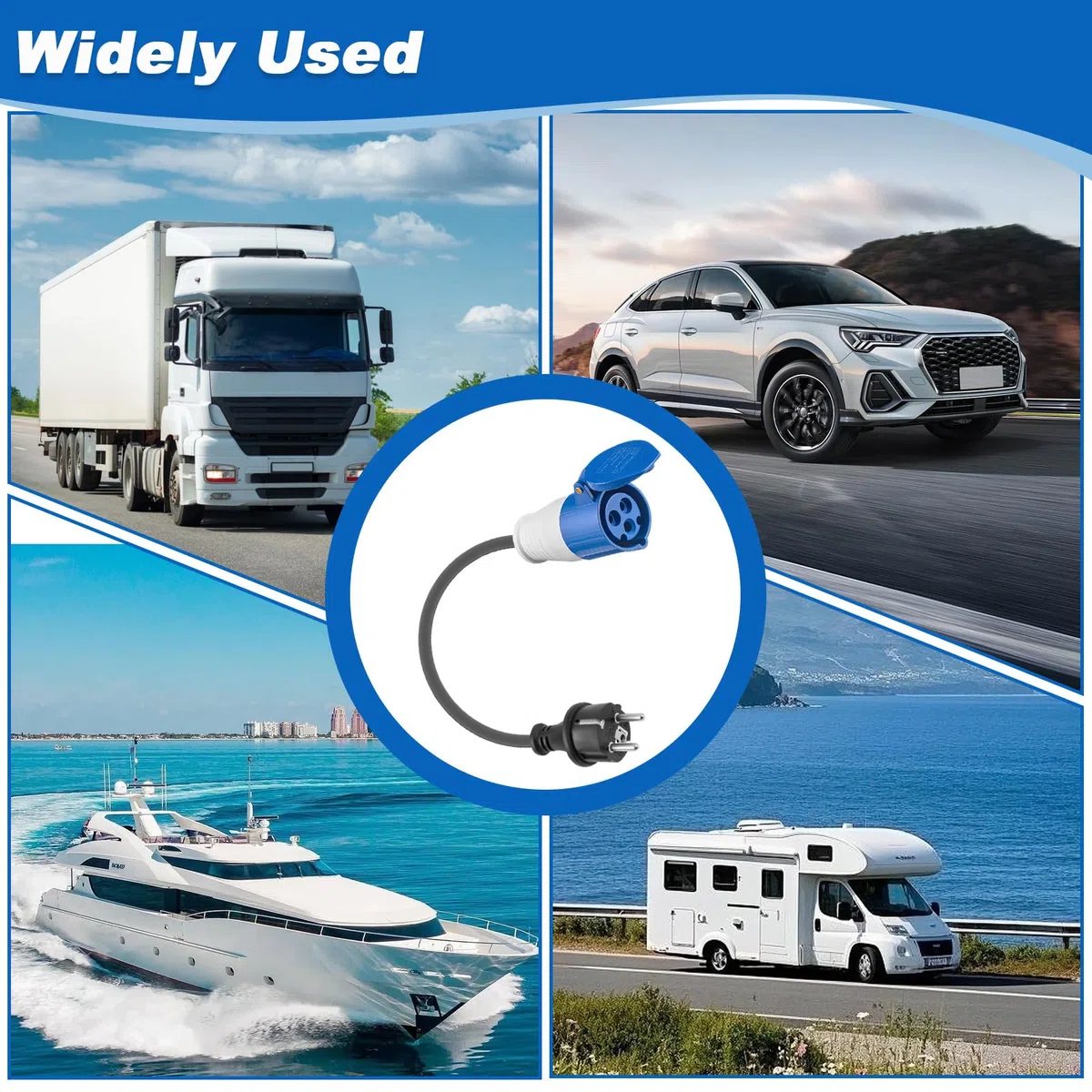 H07RN-F 3G2.5 Adattatore Caravan, IP44 Presa CEE con Cappuccio Protezione, 35cm Cavo Gomma Campeggio, 2 Poli Spina Schuko, 230V 16A Spine Roulotte, Prolunga Camper per Barca, Esterno