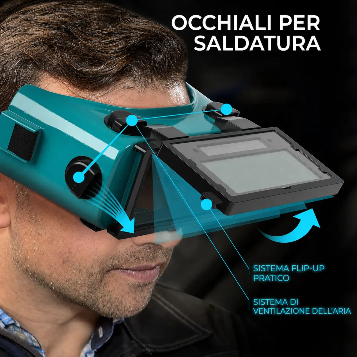 SPARGOS Occhiali Da Saldatura Auto-oscuranti, Casco Per Saldatori Solare, Protezione Degli Occhi Con Lenti Ribaltabili Per Taglio A Torcia A Gas