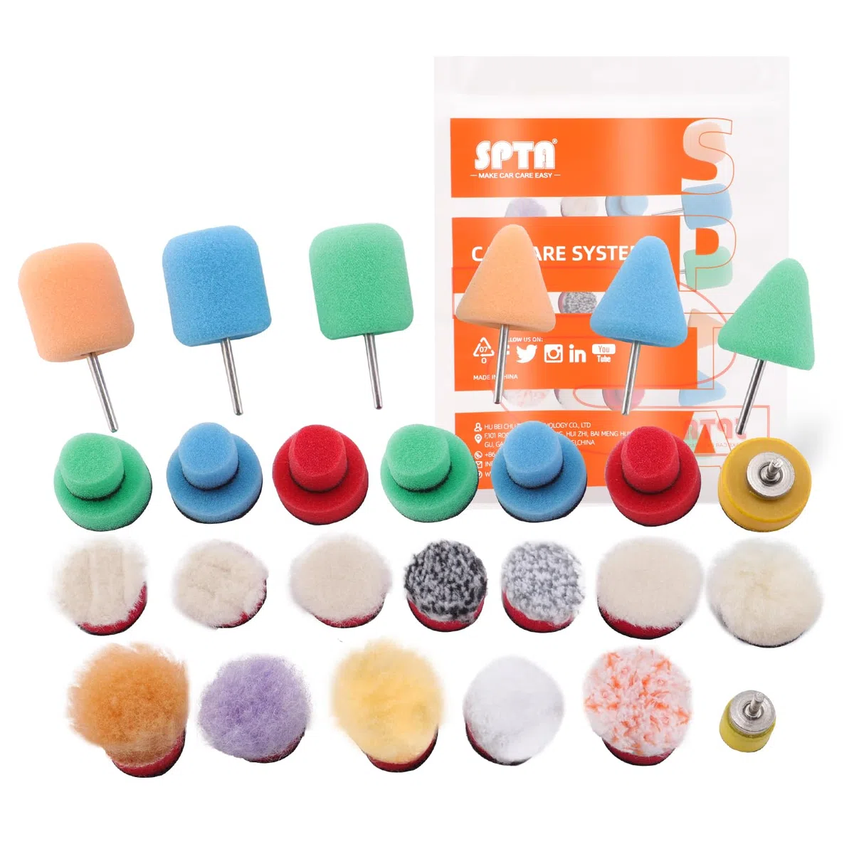 SPTA 16PCS Mini Cuscinetti Per Lucidare a Forma Di Cono In Lana Cerata
