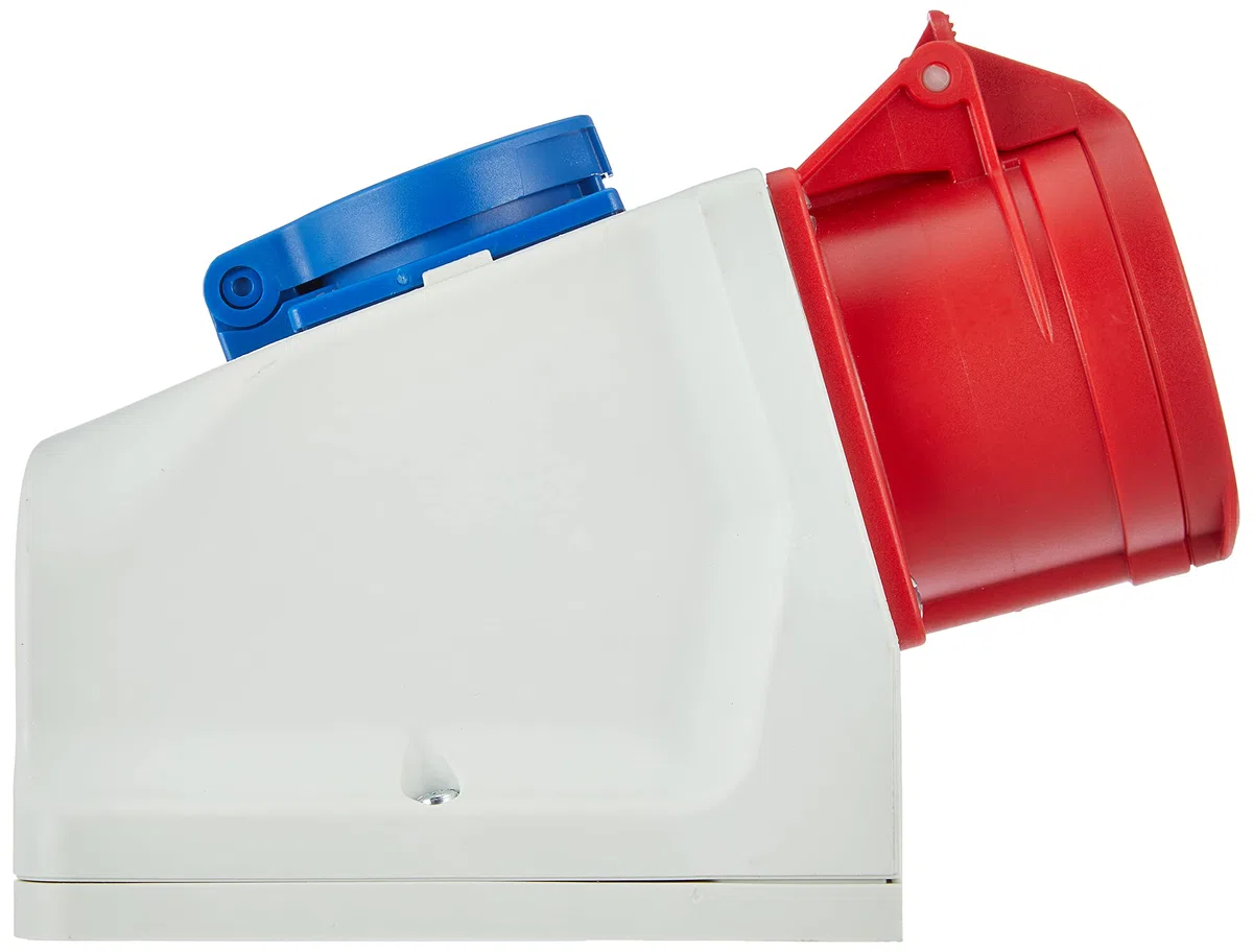 Kopp 100400005 CEE - Presa industriale murale doppia, a 3 e 5 poli, colore: Bianco/Blu/Rosso