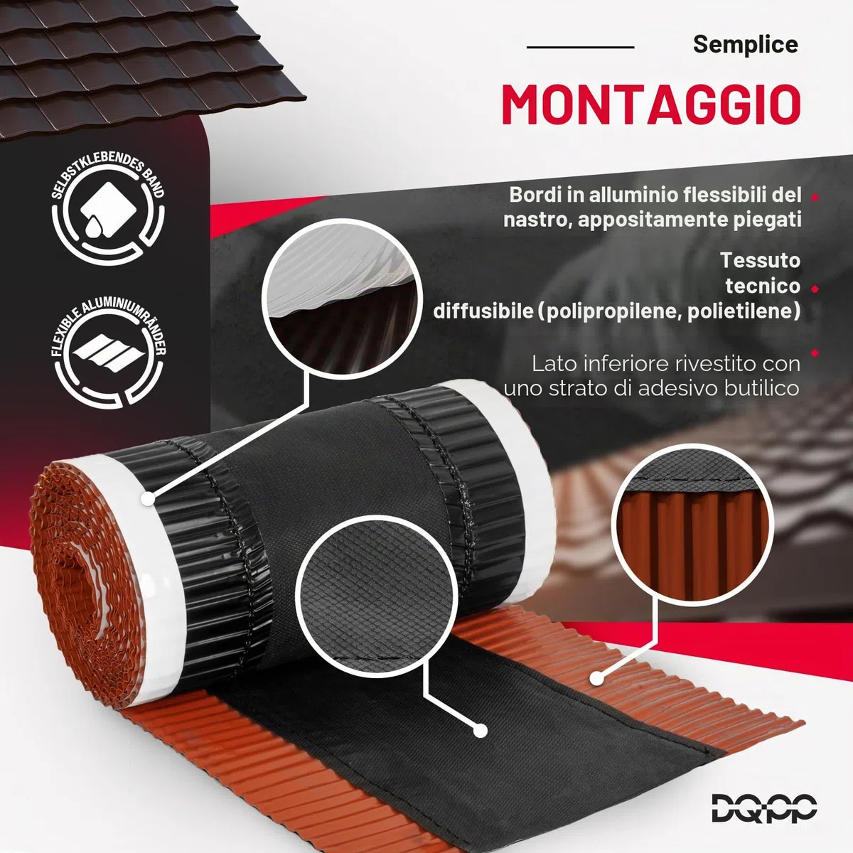 5m x 390mm Marrone rame sottocolmo ventilato RAL 8004
