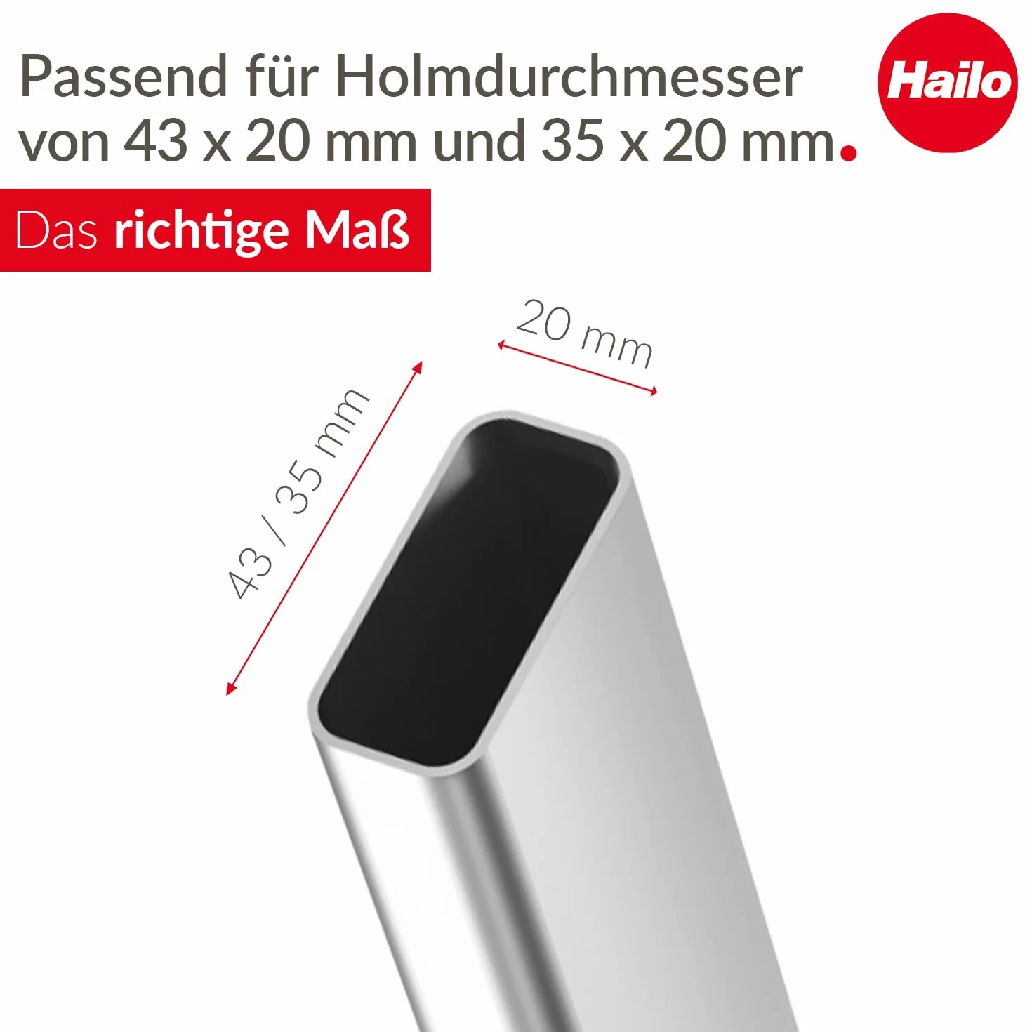 Hailo Set di piedi per scala - Piedi di ricambio per scale Hailo per uso domestico come L20, L40 BasicLine e L50, L60 StandardLine - Travi da 43 x 20 e 35 x 20 mm - 4 piedi per scala - Nero