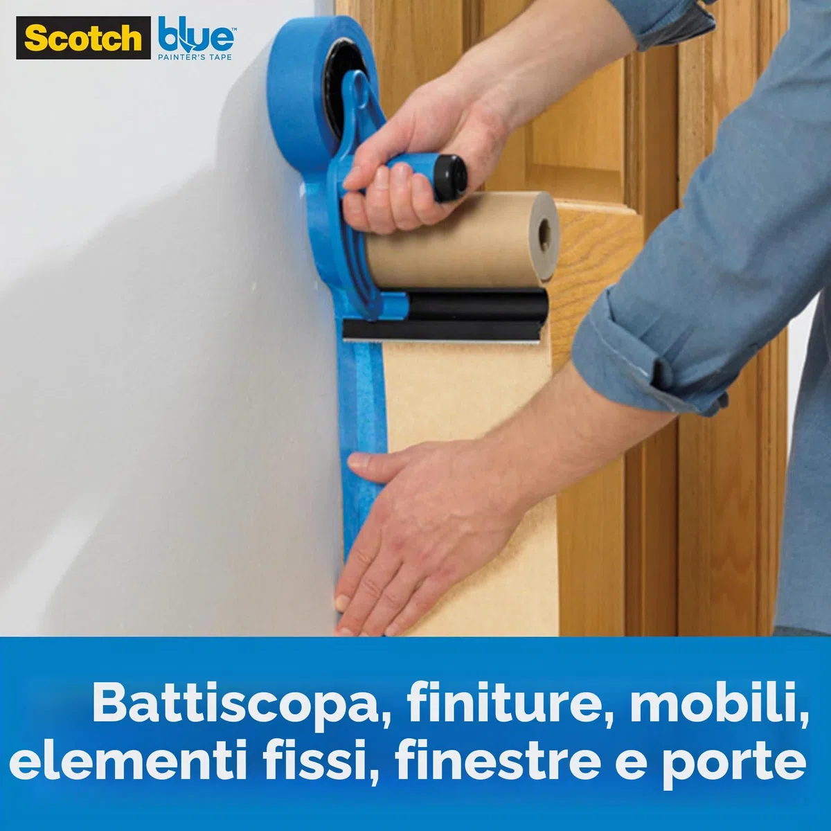 ScotchBlue M1000 Dispenser per Nastro e Carta per Mascheratura - Per l'uso su finestre, porte, vasche da bagno e altre superfici - Protegge dagli schizzi di vernice