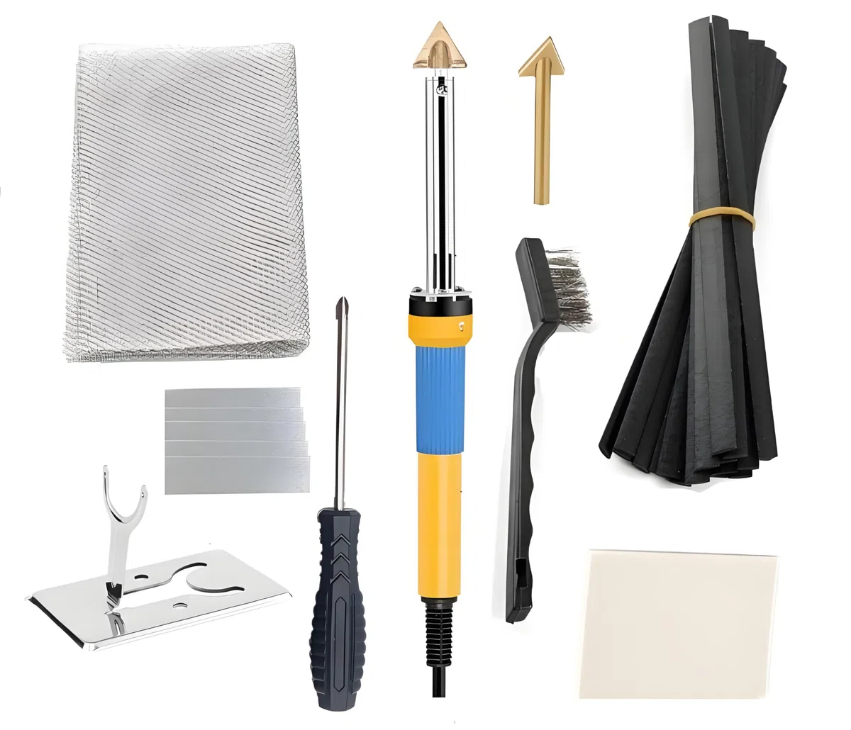 Kit Saldatore in Plastica 80W Kit Saldatura Plastica per Paraurti, Riparazione Kayak – Due Tips, Una Rete, Supporto in Metallo, Nero e Bianco Rods - 220V