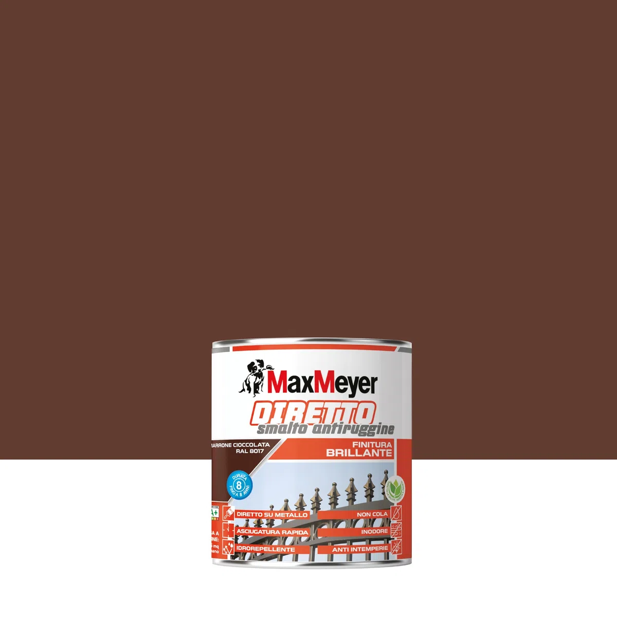 MAXMEYER Diretto Antiruggine Brillante R8017 Marrone Cioccolato 0.75 L