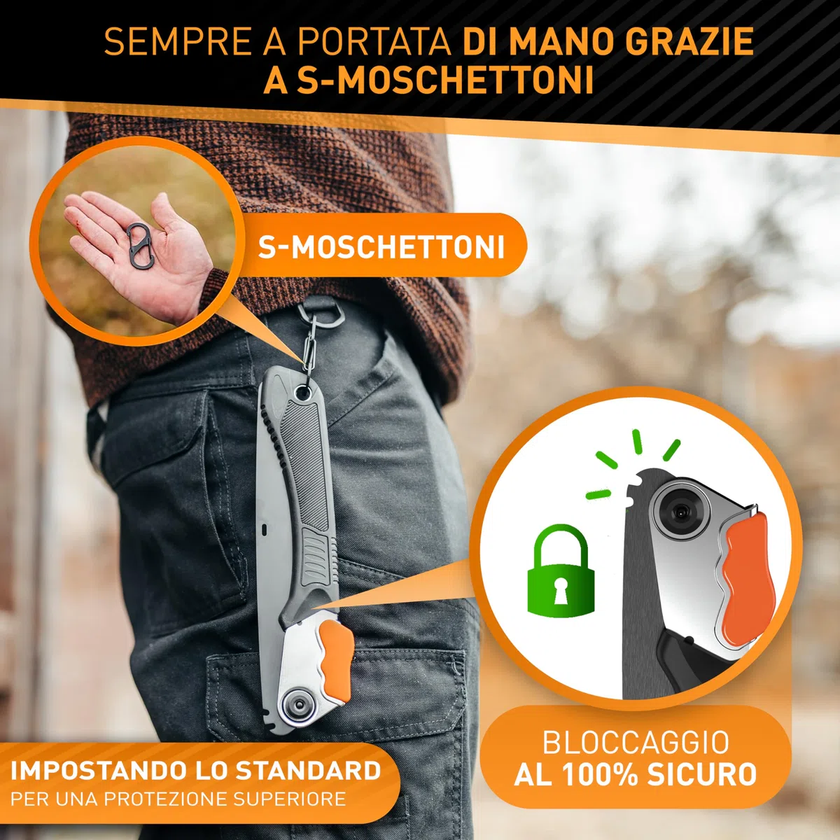 HARDTWERK ALPHA Sega pieghevole per potatura con blocco di sicurezza (210 mm) per giardino