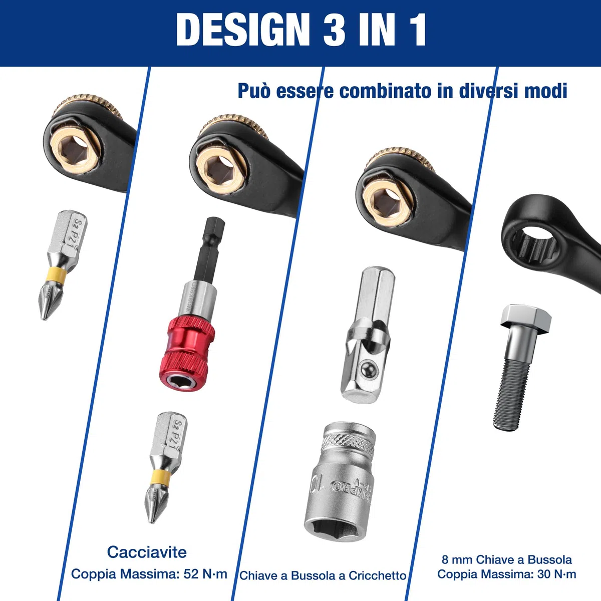 WORKPRO 34 Pezzi Mini Set Chiavi a Bussola con 1/4" Cricchetto a 72 Denti, Kit chiavi a bussola Portatile, 23 Punte in Acciaio S2, Ideale per Lavori Meccanici