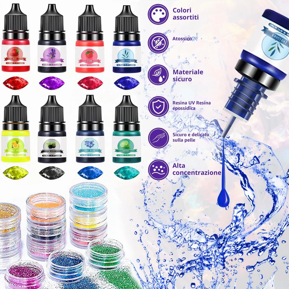 POWZOO Resina epossidica con indurente 1016 ml, set di resina epossidica trasparente, con vernice, bacchette di legno, guanti, misurino, 1: 1 rapporto per progetti artistici, creazione di gioielli