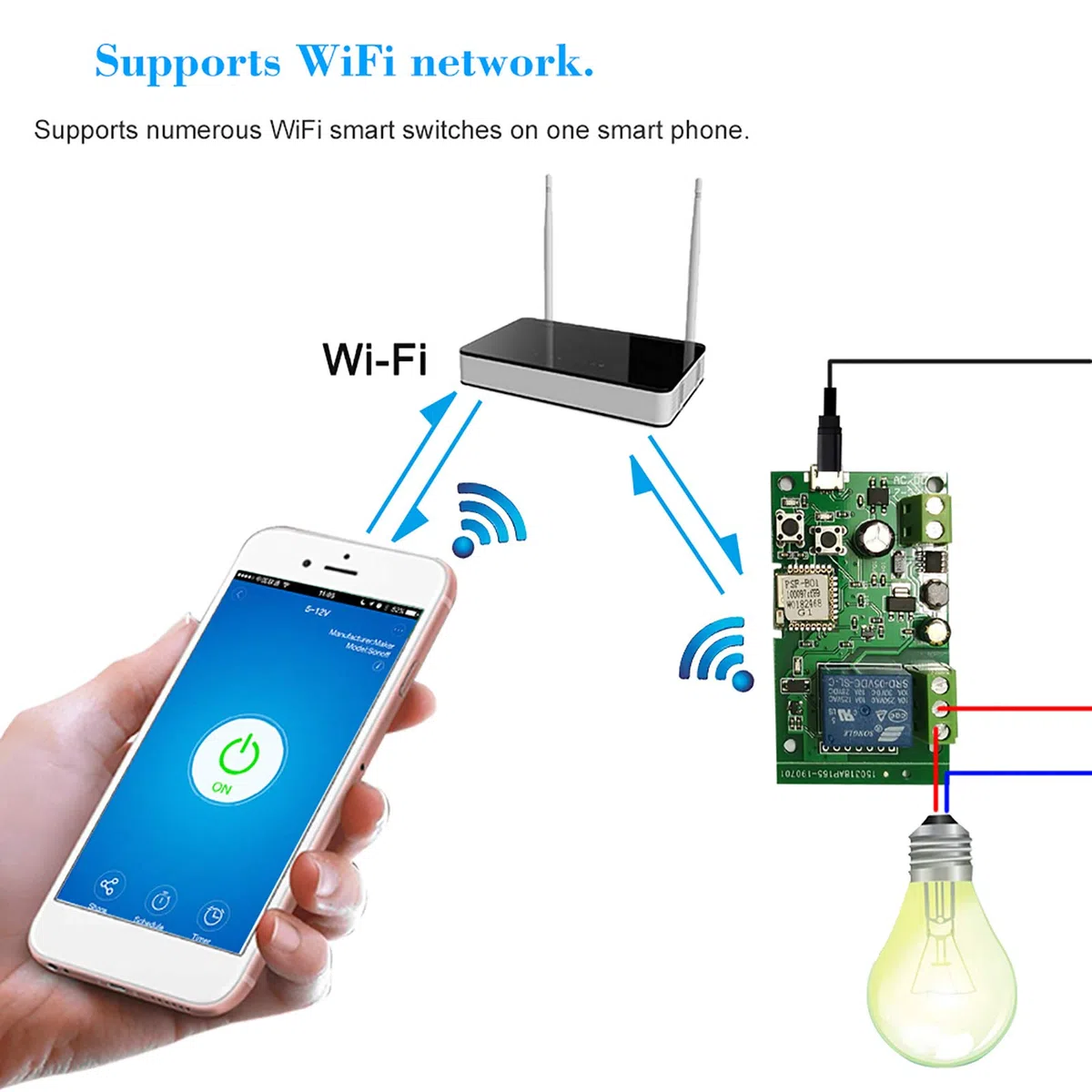 Keppy eWeLink DC5 V 12 V 24 V 32 V WiFi Interruttore senza fili Modulo relè wireless Moduli di automazione domestica intelligente App per telefono, interruttore timer di controllo