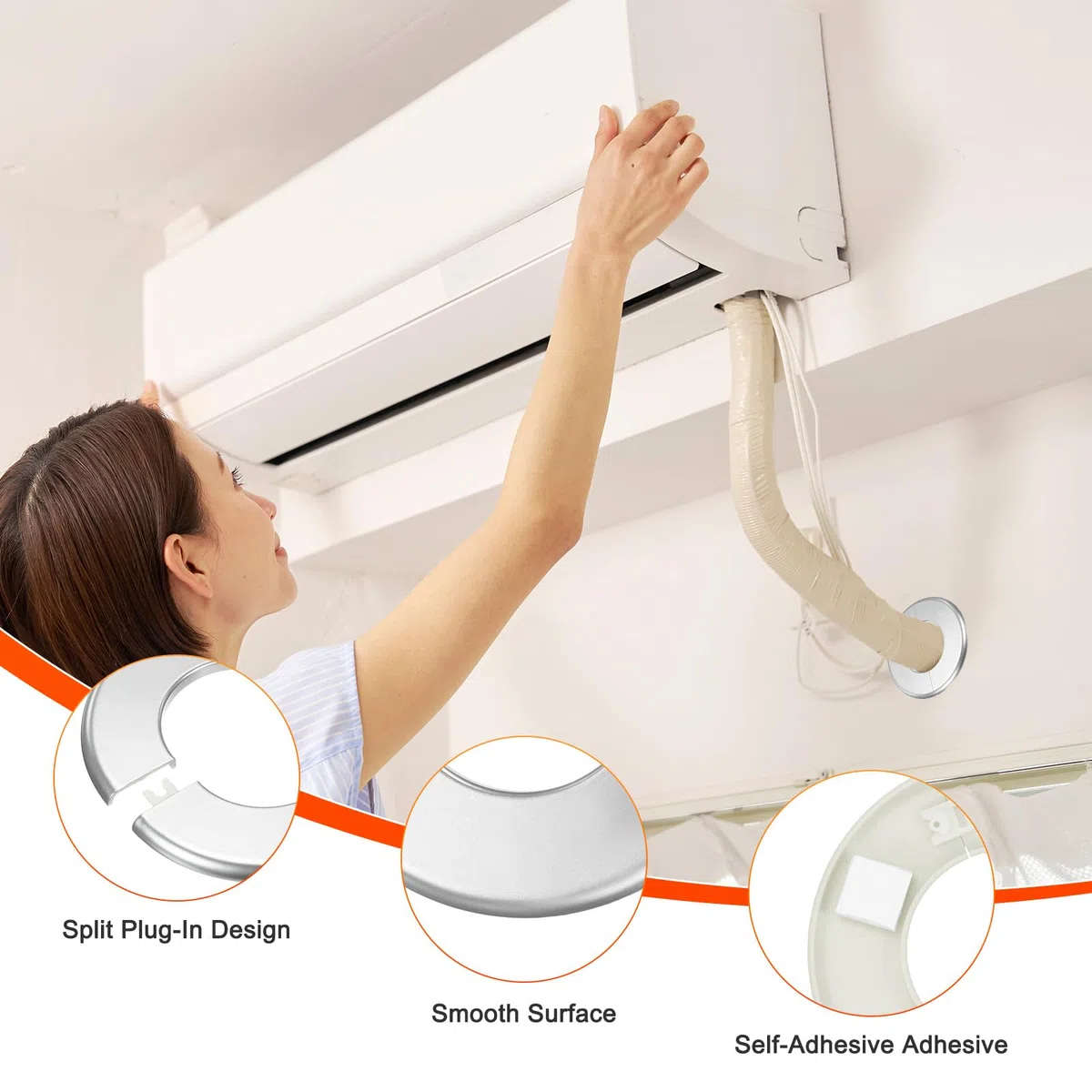 M METERXITY 3 Pcs Flangia Divisibile Da Parete, ABS Rotondo Autoadesivo Copripiastra Anello Per Accessori/Tubo Pavimento/Soffitto Diametro 20mm/0.79 Pollici [Argento, 7mm/0.28 Pollici H]