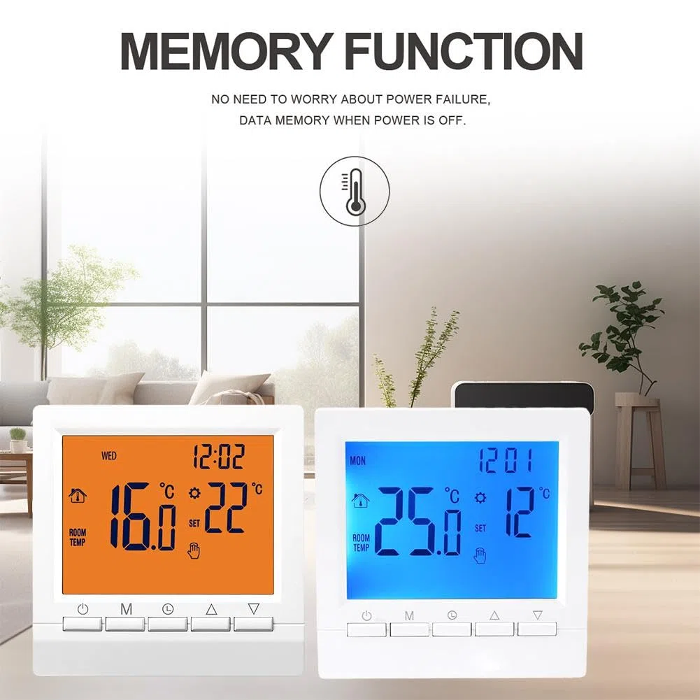 Termostato domestico digitale programmabile,Regolatore di temperatura ambiente termostato LCD digitale,Termostato caldaia a gas, Termostato di riscaldamento LCD a parete