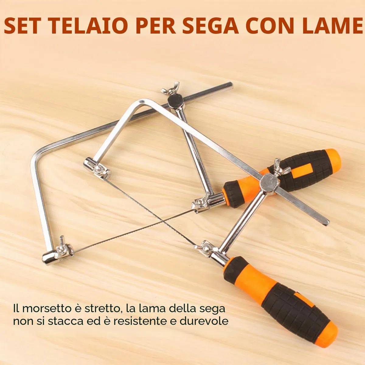 VOBOR Sega da Gioielli, Seghetto da Traforo con Telaio Regolabile e 5 Lame, Strumento di Taglio per Legno, Pietra, Giada, Metallo (S)